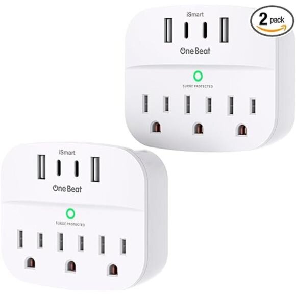 2 Pack Multi Plug Outlet Splitter with USB, Surge Protector Outlet Extender - Picture 8 of 8